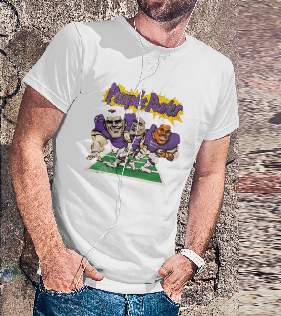 Purple Power Vikings Football Trio On Field T-Shirt