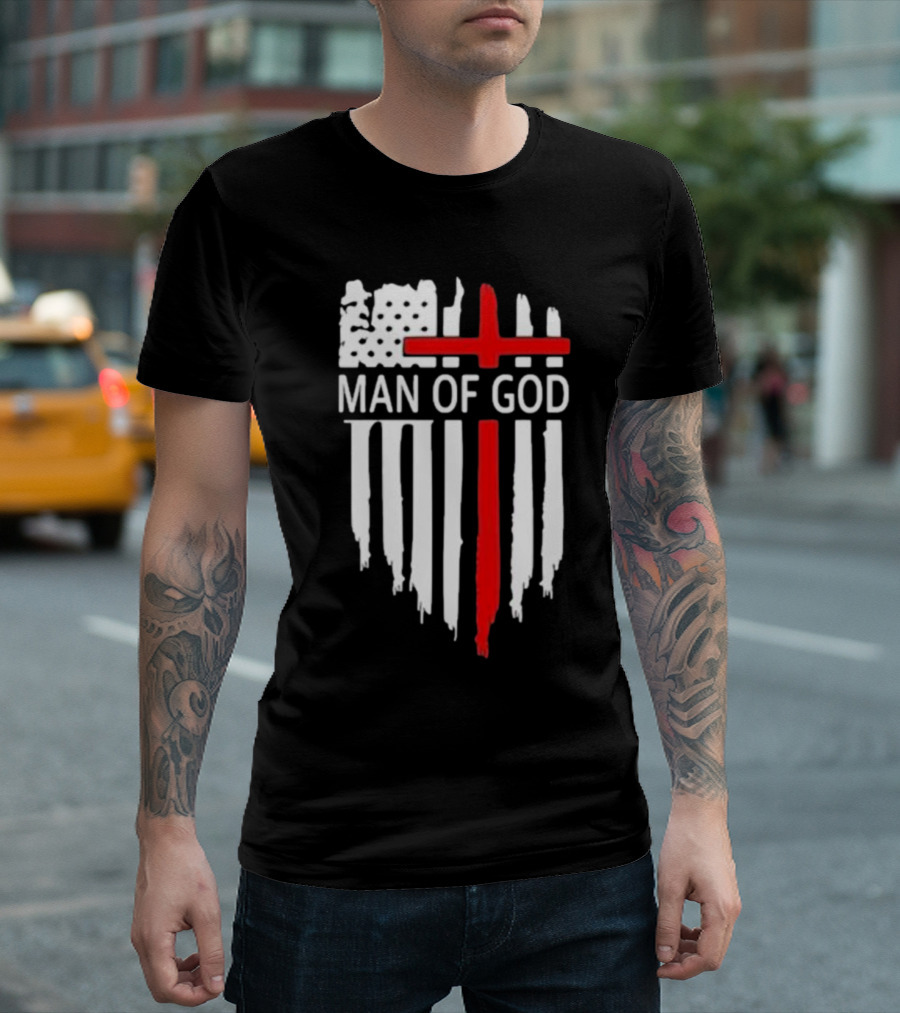 Man Of God American Flag Cross T-Shirt