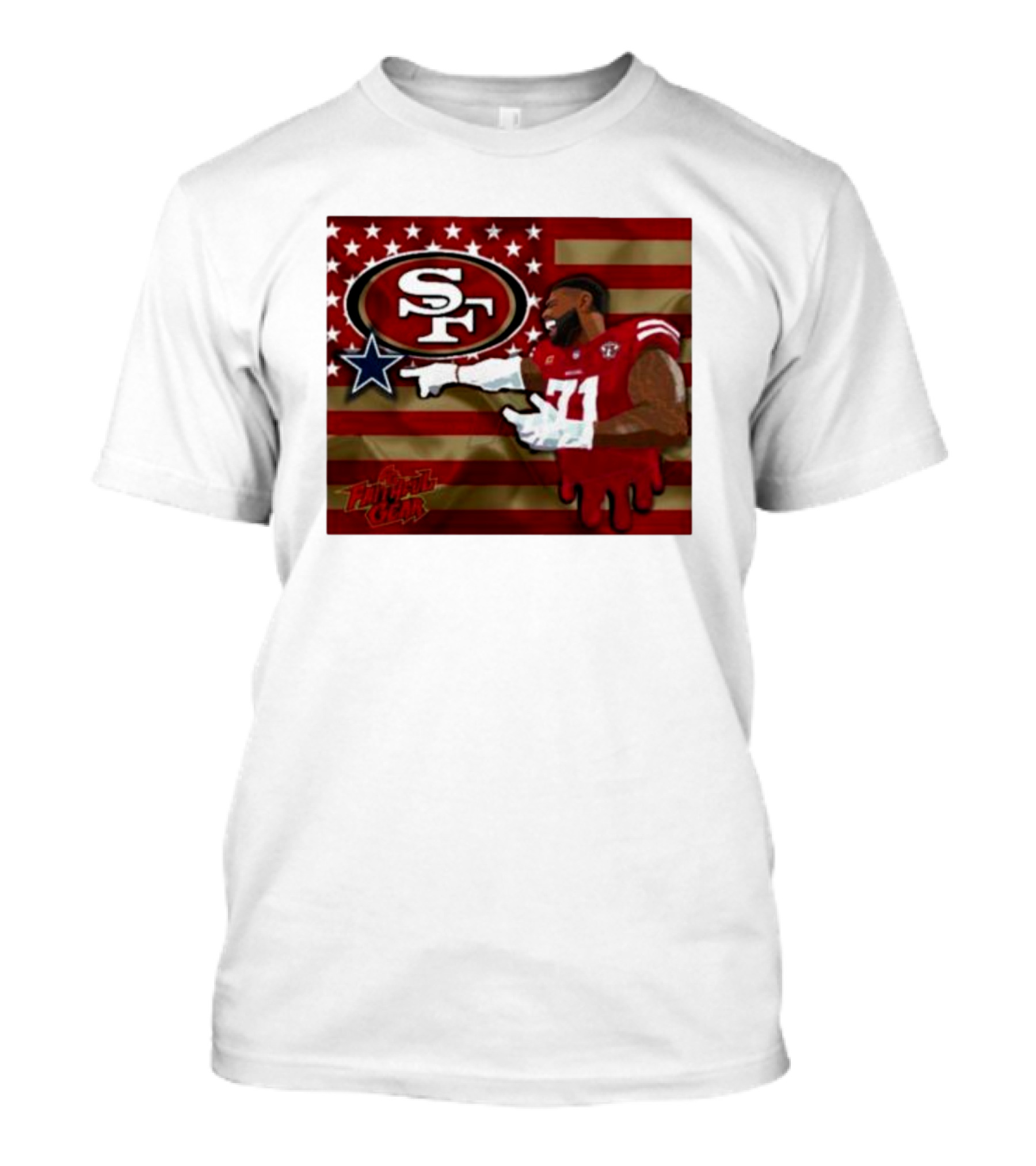 San Francisco 49ers Faithful Gear Trent Williams Defeat Cowboys America Flag SF T-Shirt