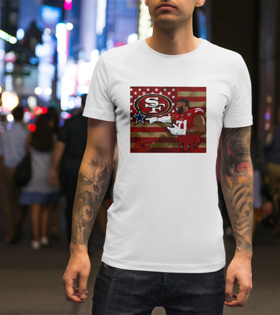 San Francisco 49ers Faithful Gear Trent Williams Defeat Cowboys America Flag SF T-Shirt