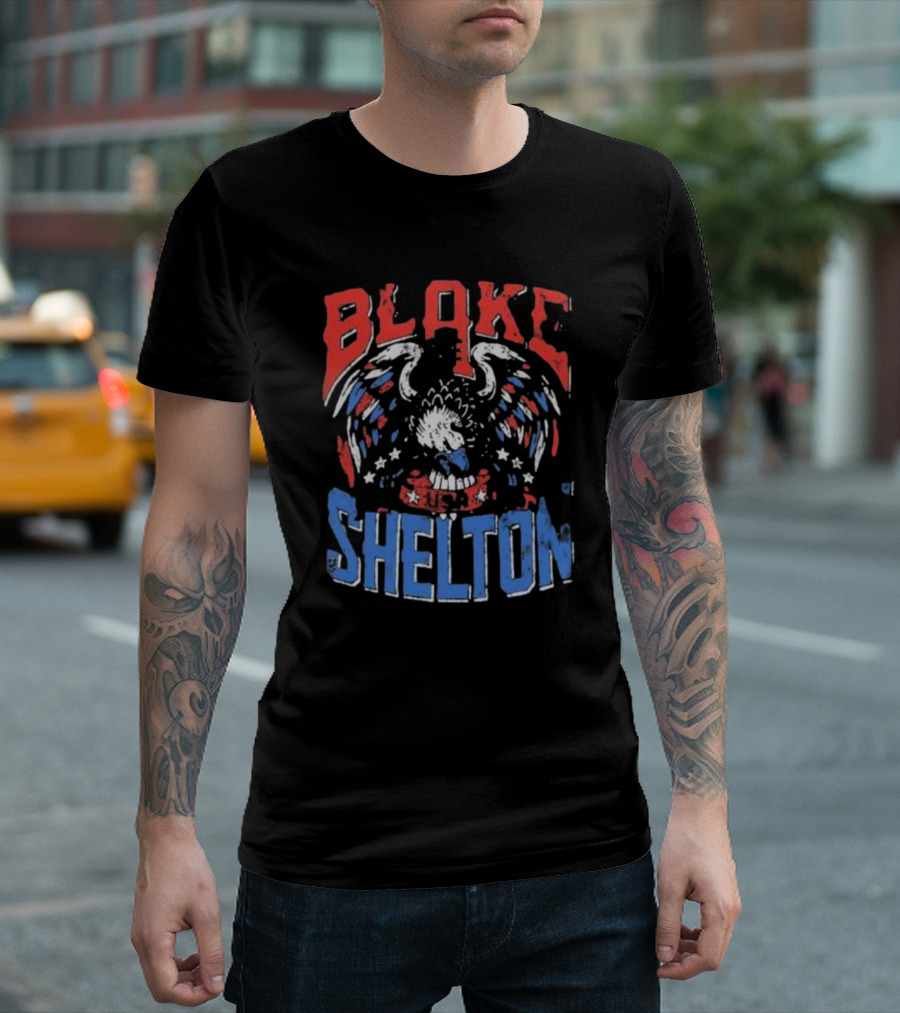 Blake Shelton USA Patriotic Black Eagle T-Shirt
