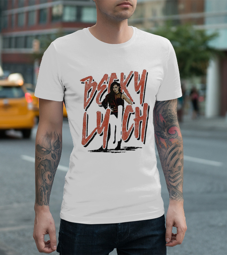 Becky Lynch Heather Gray Name Rough Text with Image T-Shirt