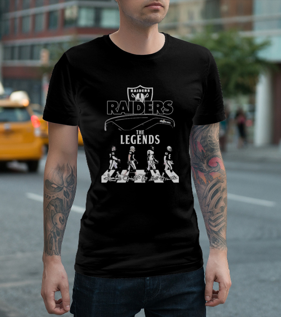 Raiders Legends Walking with Signatures and Iconic Players T-Shirt