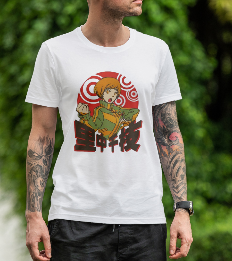 Persona 4 Dragon’s Fury Chie Satonaka Retro Red Circles T-Shirt
