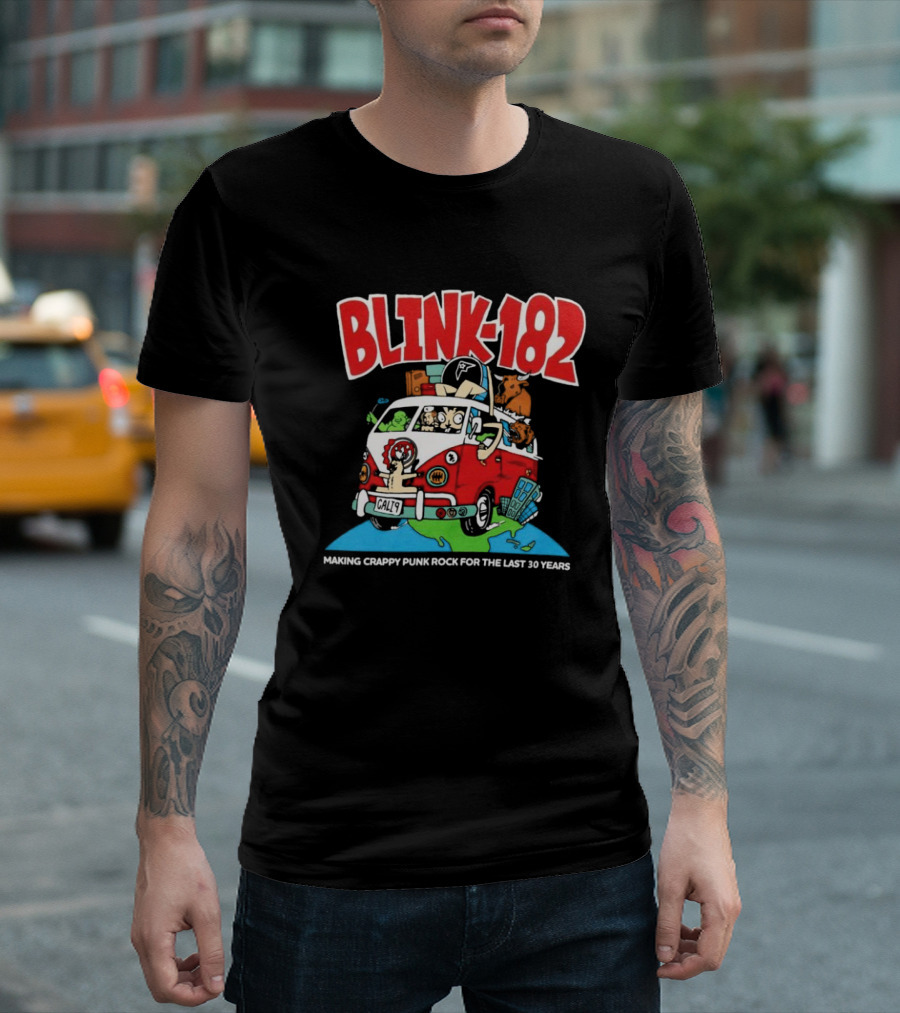 Blink-182 Making Crappy Punk Rock for the Last 30 Years Van Cartoon T-Shirt