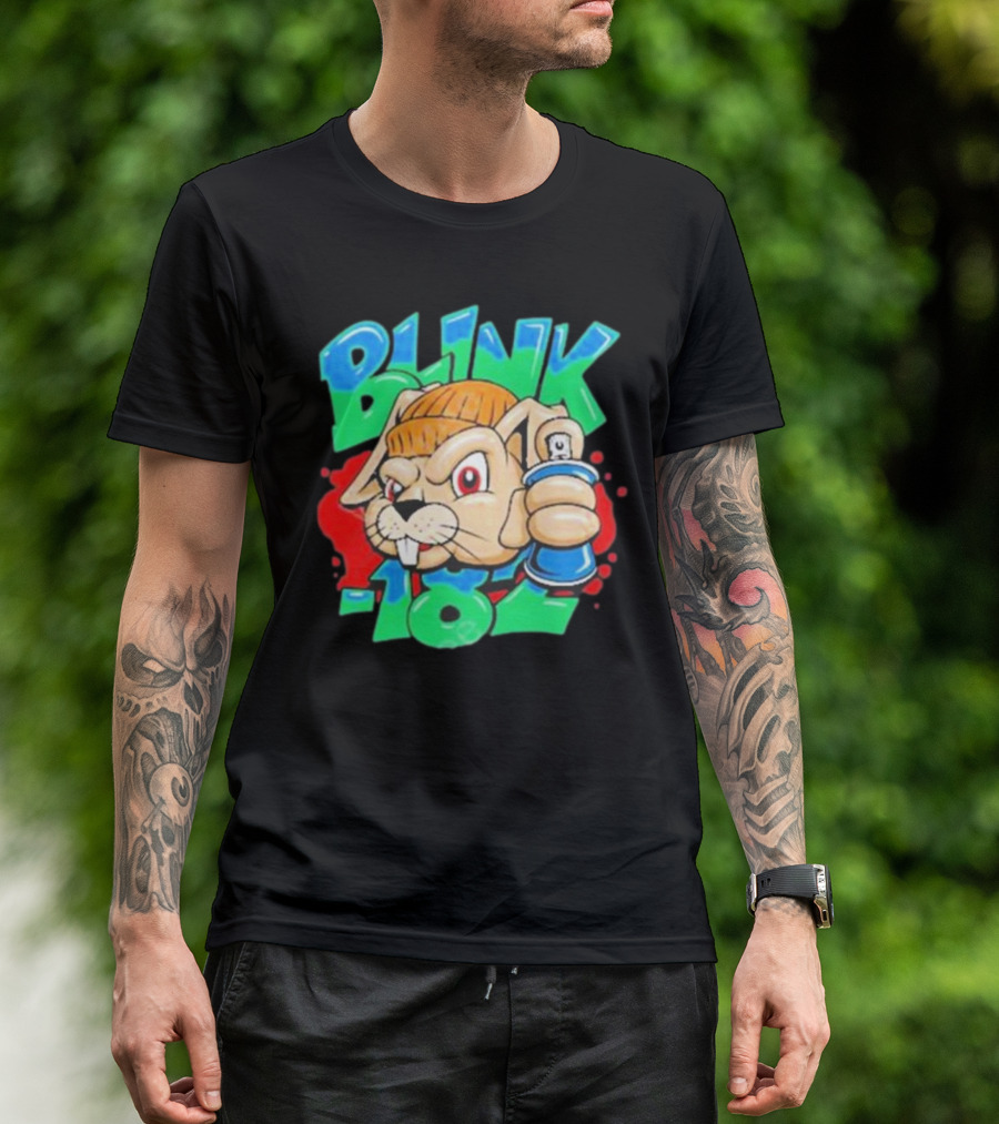 Blink-182 Senpapi Gabshiba Graffiti-Style Cartoon With Spray Can T-Shirt