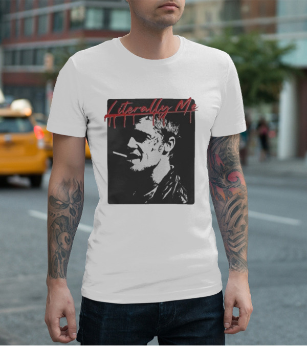 Literally Me Tyler Durden Smoking Silhouette Black And Red T-Shirt