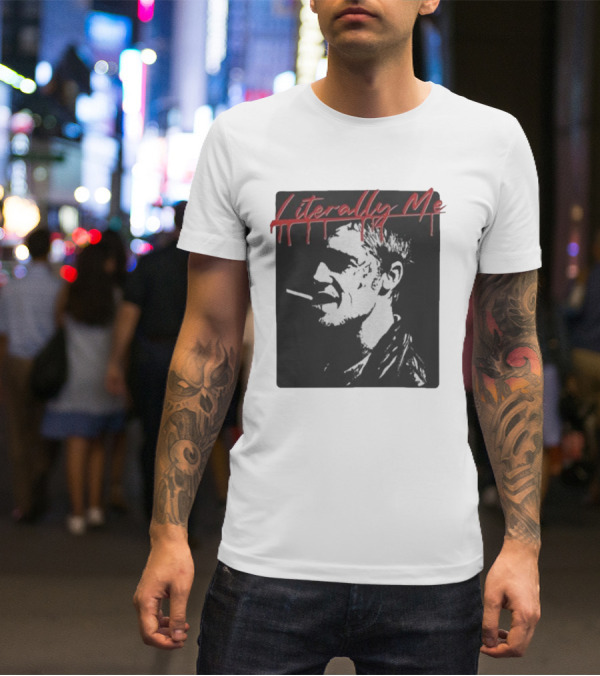 Literally Me Tyler Durden Smoking Silhouette Black And Red T-Shirt