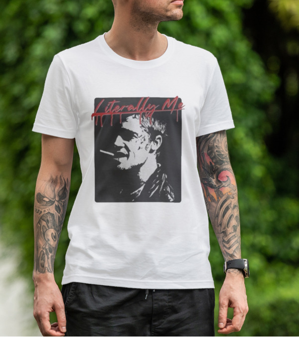 Literally Me Tyler Durden Smoking Silhouette Black And Red T-Shirt