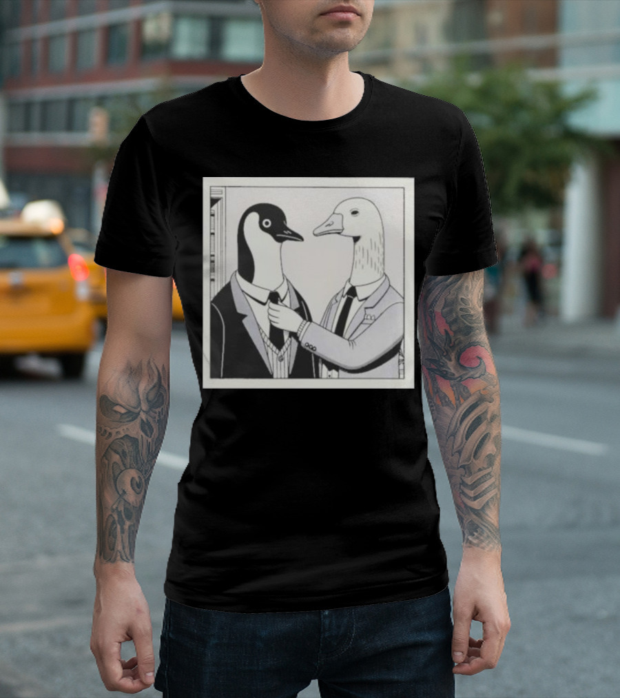 Gentlemen Duck and Penguin in Suits T-Shirt