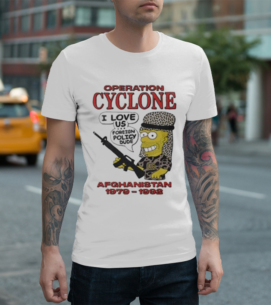 Operation Cyclone Afghanistan 1979-1989 Cartoon Character with Gun T-Shirt