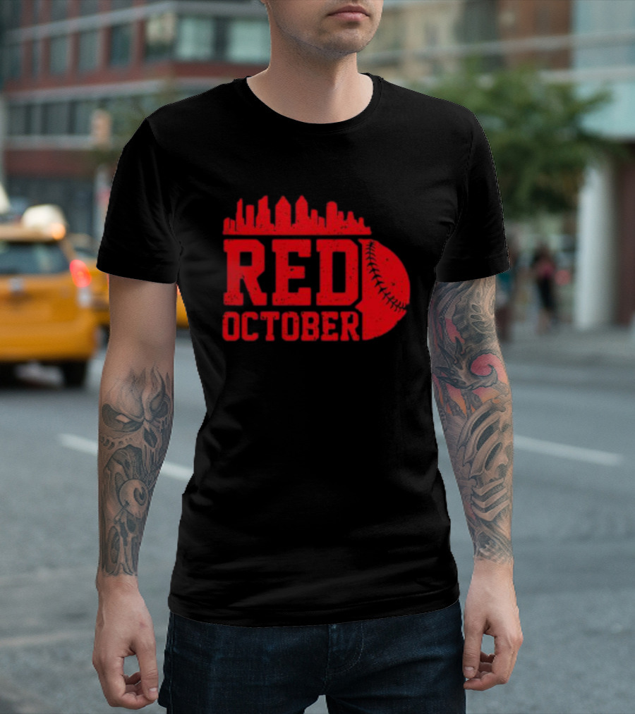 Philly Philadelphia Red October Baseball Skyline T-Shirt