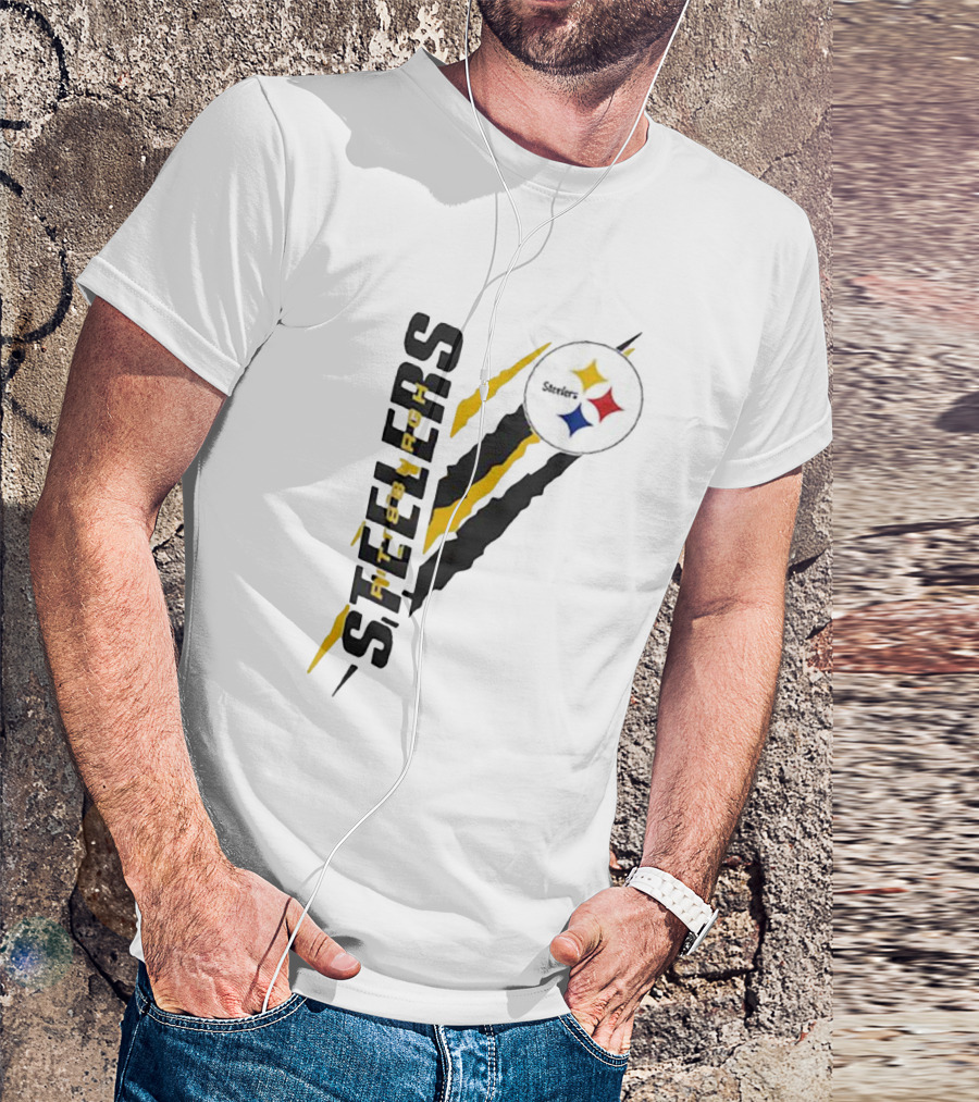 Pittsburgh Steelers Yellow Scratch Emblem T-Shirt