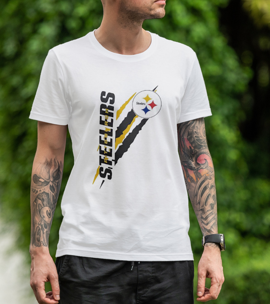 Pittsburgh Steelers Yellow Scratch Emblem T-Shirt