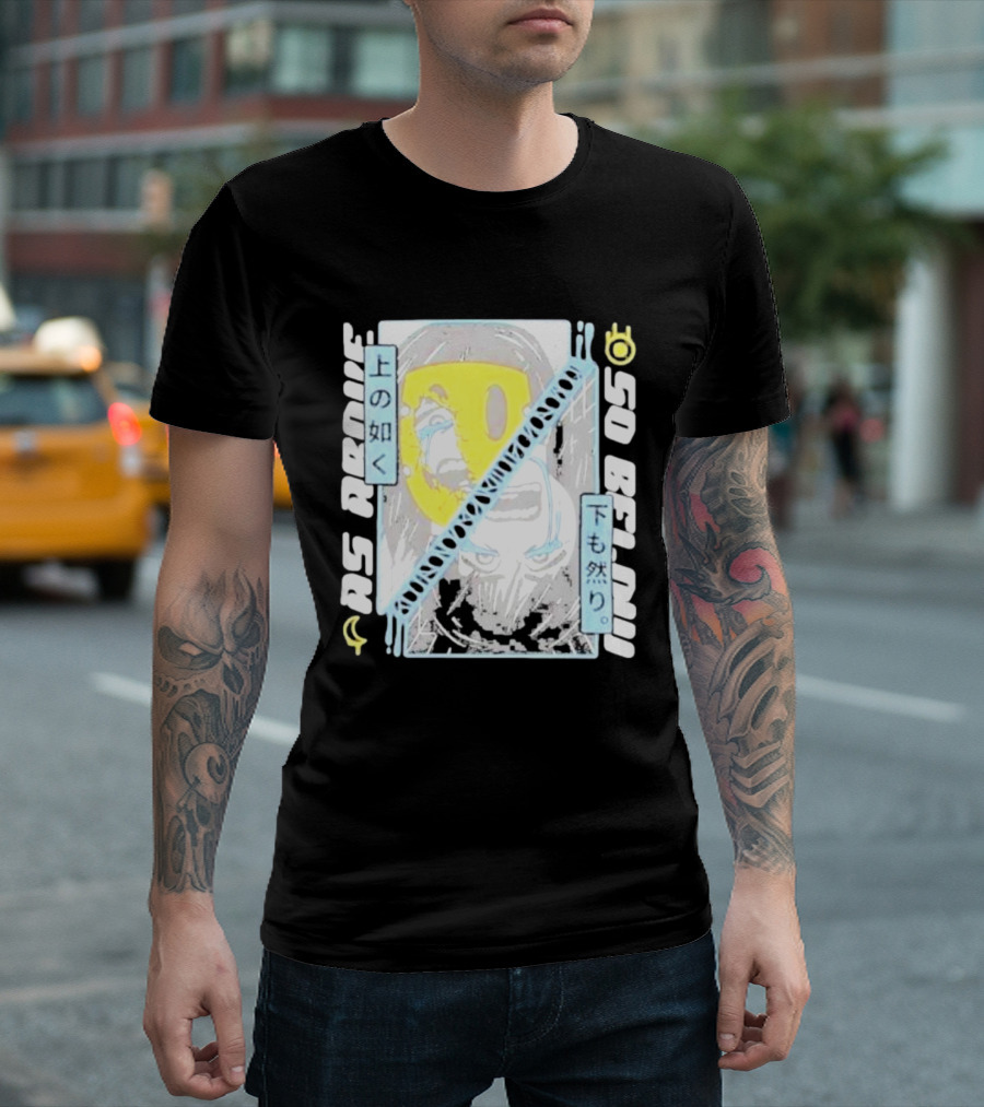 As Above So Below Yellow Mask Dual Face T-Shirt