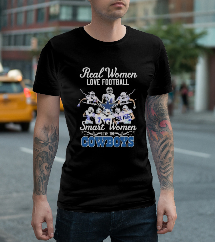 Real Women Love Football Smart Women Love the Cowboys T-Shirt