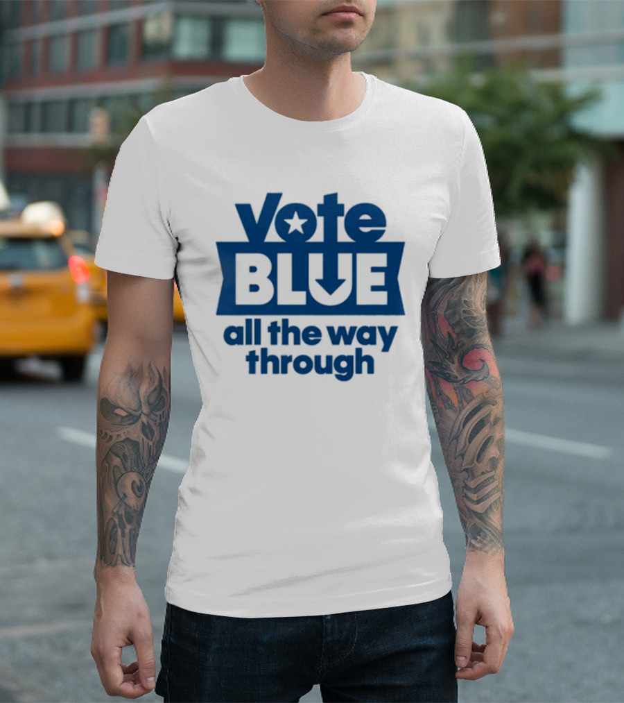 Vote Blue All The Way Through Star Arrow T-Shirt