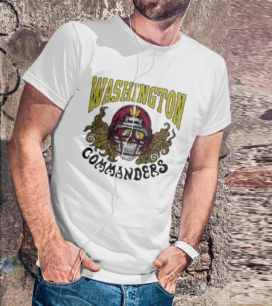 Washington Commanders Grateful Dead NFL Skull Helmet Collaboration T-Shirt