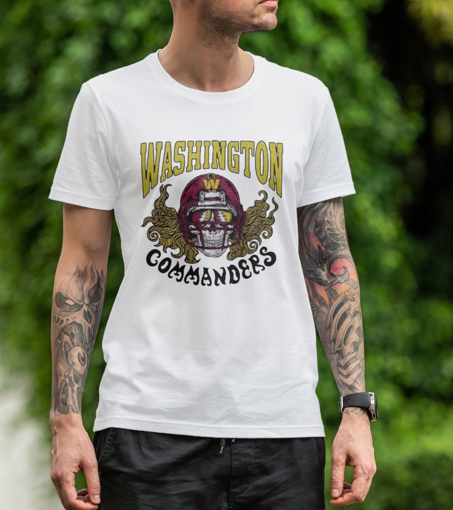 Washington Commanders Grateful Dead NFL Skull Helmet Collaboration T-Shirt