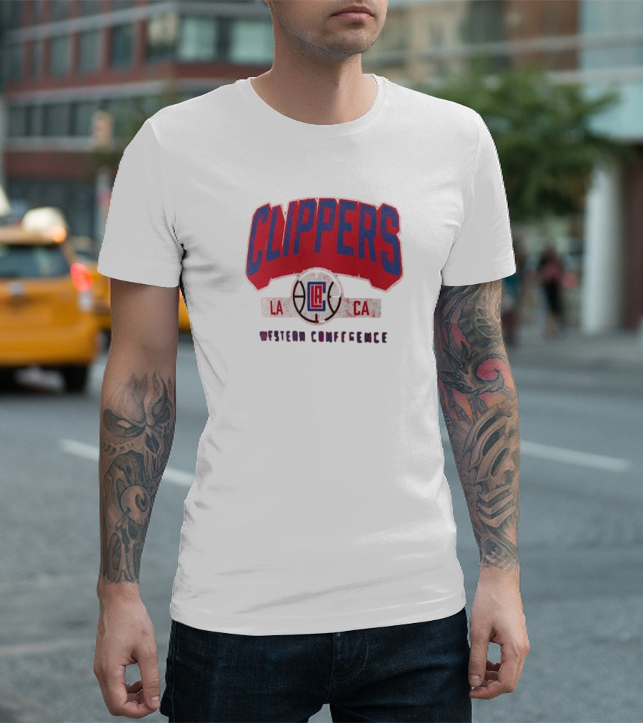 Clippers LA CA Western Conference Front Court Press Snow Wash T-Shirt