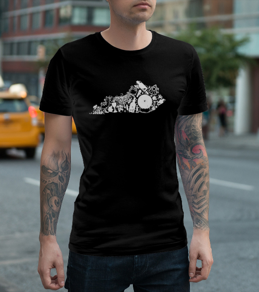 Kentucky For Kentucky Witchy Ky Spooky State Outline Icons T-Shirt
