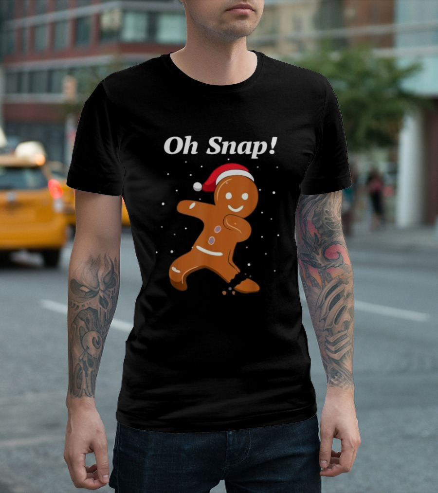 Oh Snap Gingerbread Merry Christmas Cookie Santa Hat T-Shirt