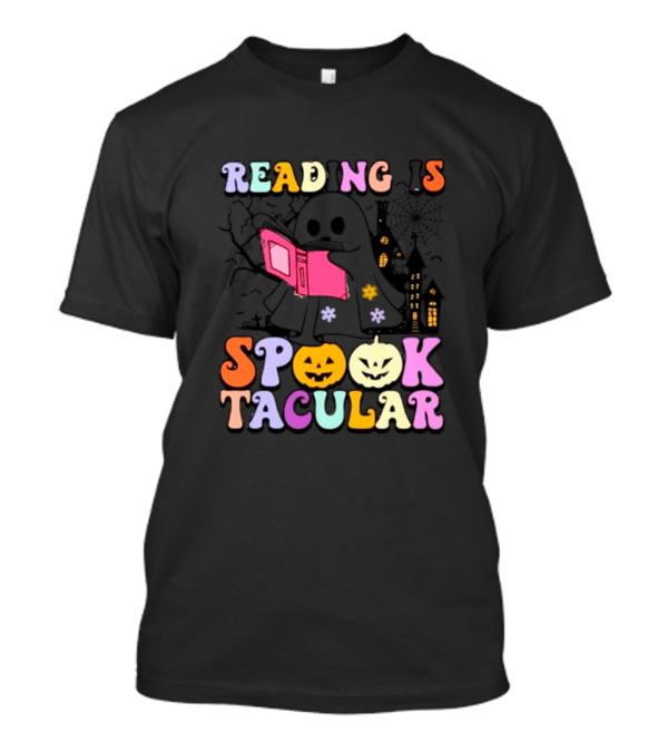Reading Is Spooktacular Ghost Reading Book Halloween Pumpkins T-Shirt
