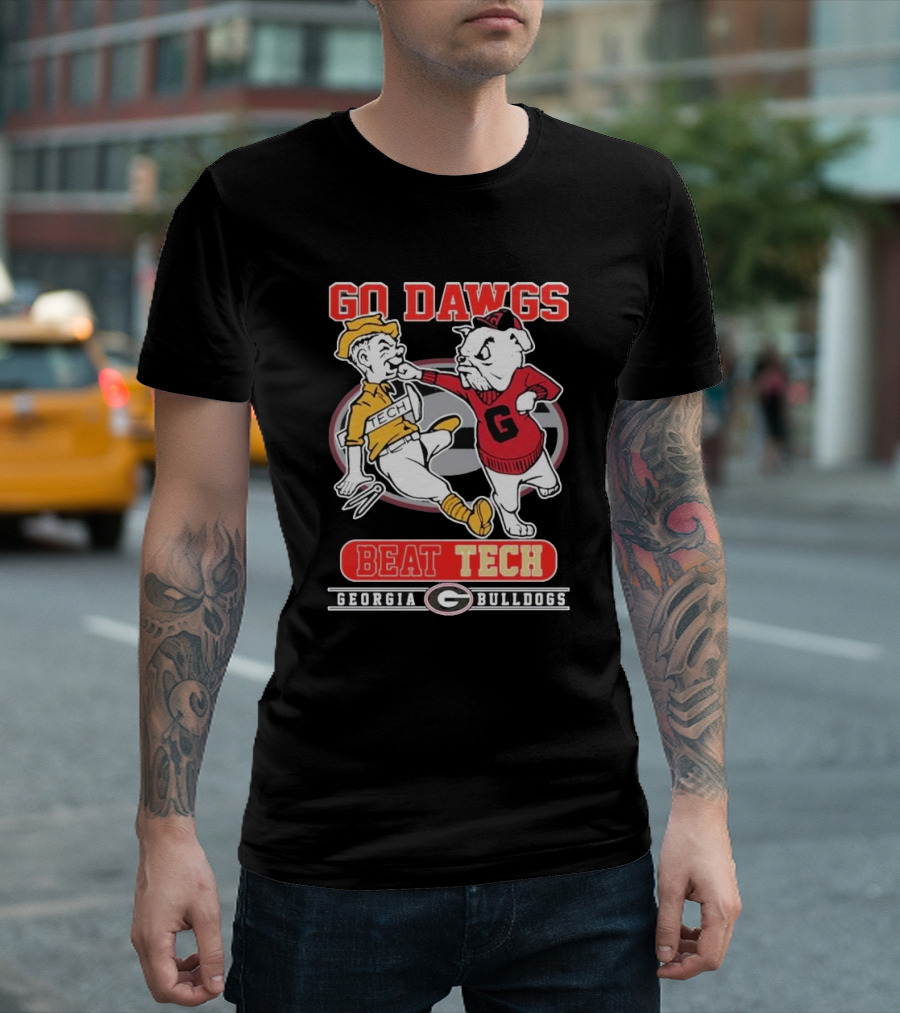 Go Dawgs Beat Tech Georgia Bulldogs Rivalry Football Mascot Showdown T-Shirt