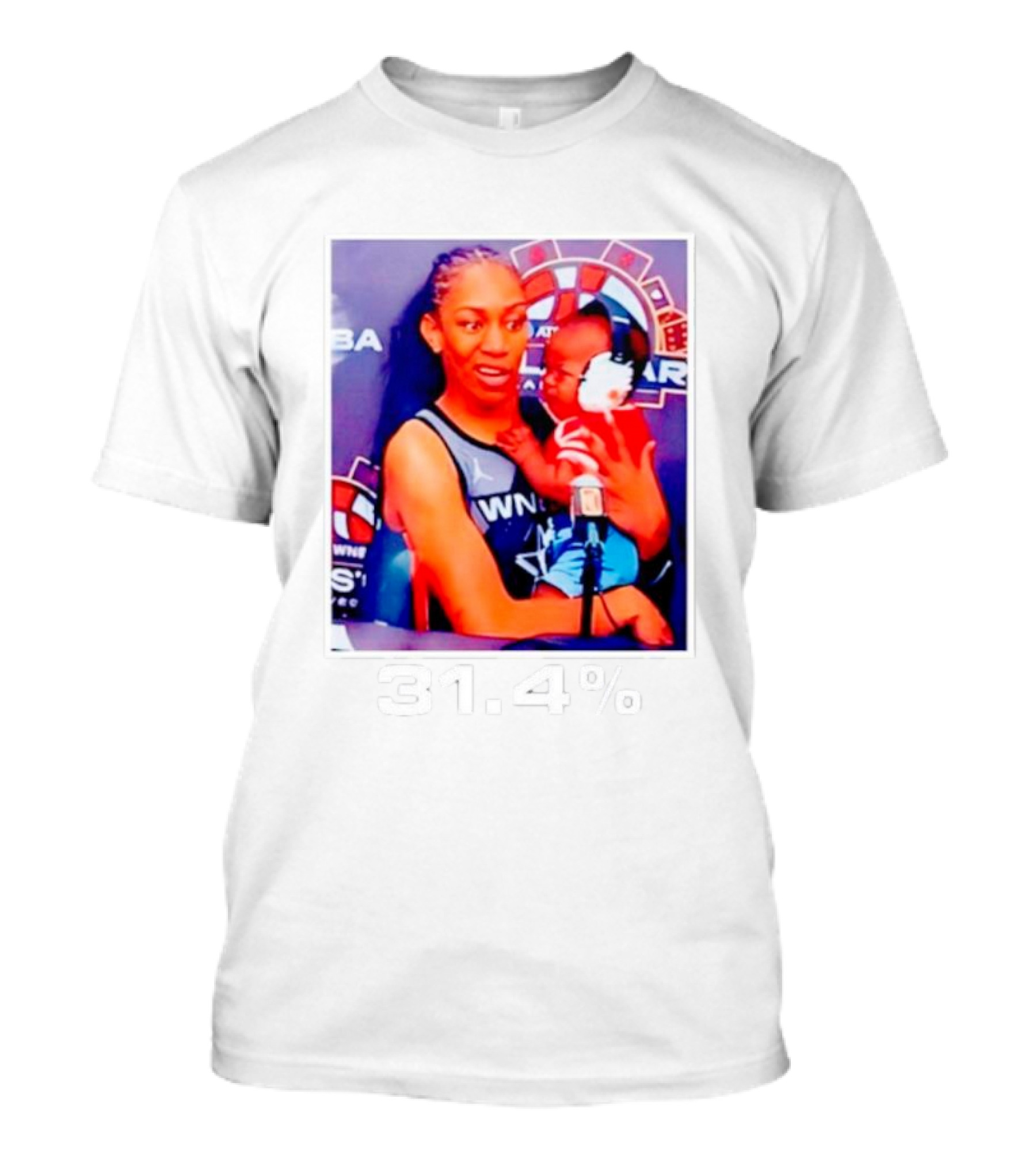 A’ja Wilson Holding Baby 31.4% WNBA Stars T-Shirt
