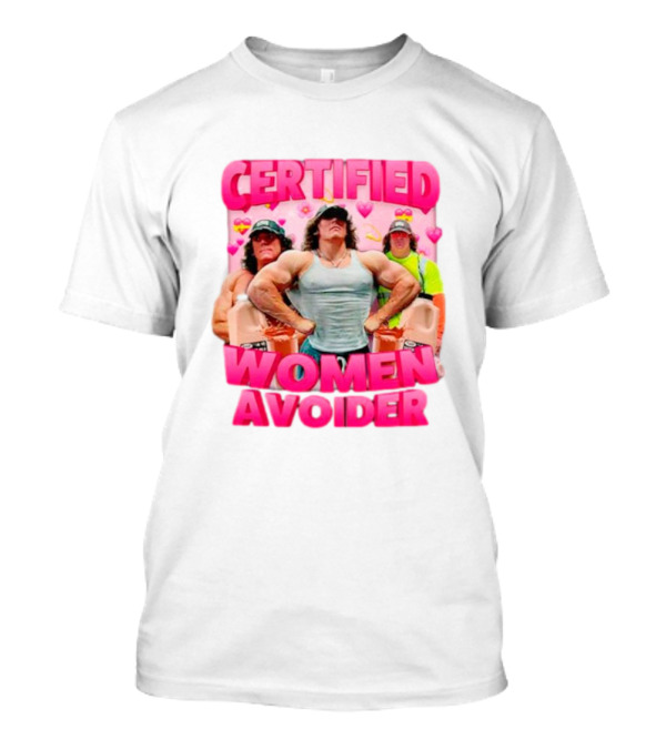 Certified Women Avoider Sam Sulek Portrait With Heart Symbols And Muscular Poses T-Shirt