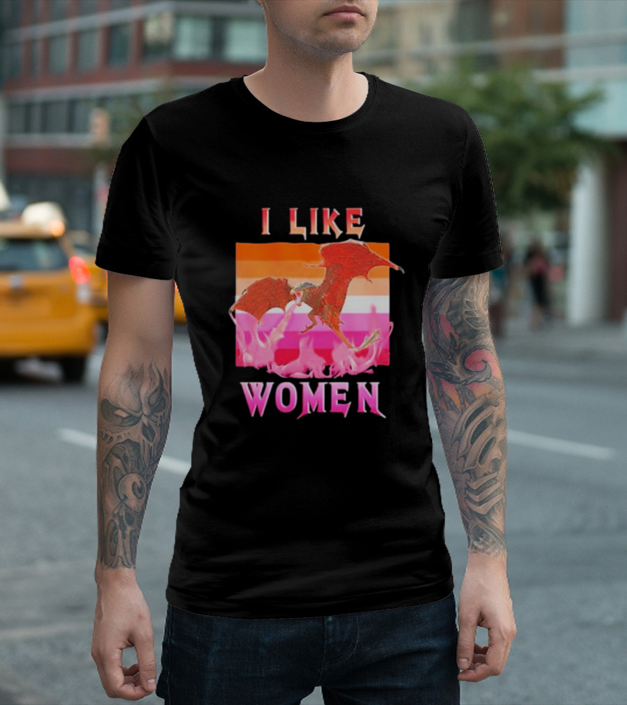 I Like Women Dragon Lesbian Flag T-Shirt