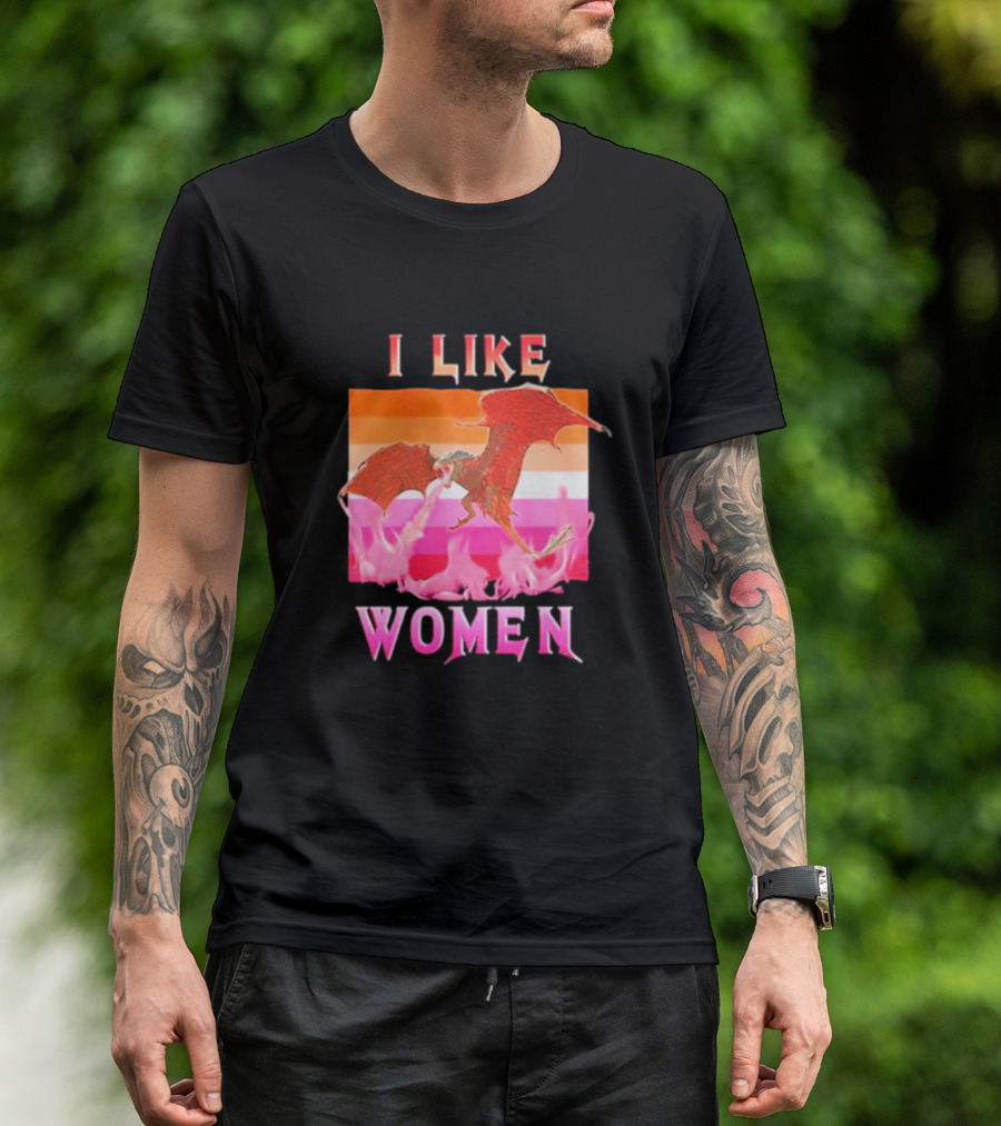 I Like Women Dragon Lesbian Flag T-Shirt