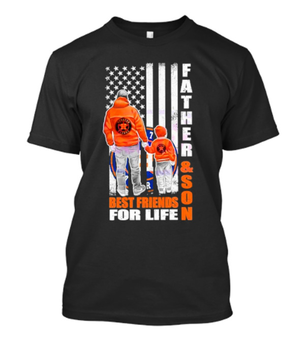 Houston Astros Father Son Best Friends For Life USA Flag T-Shirt