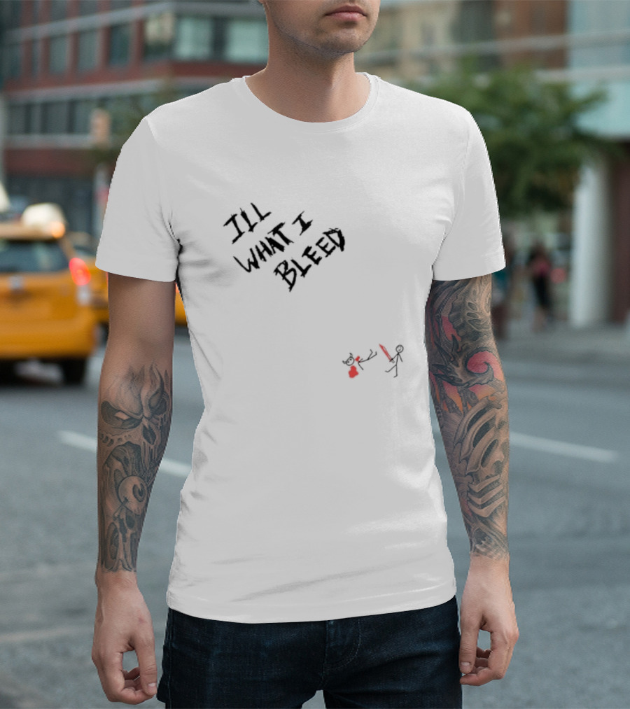 ILL What I Bleed Stick Figure Duel With Red Sword and Demon T-Shirt