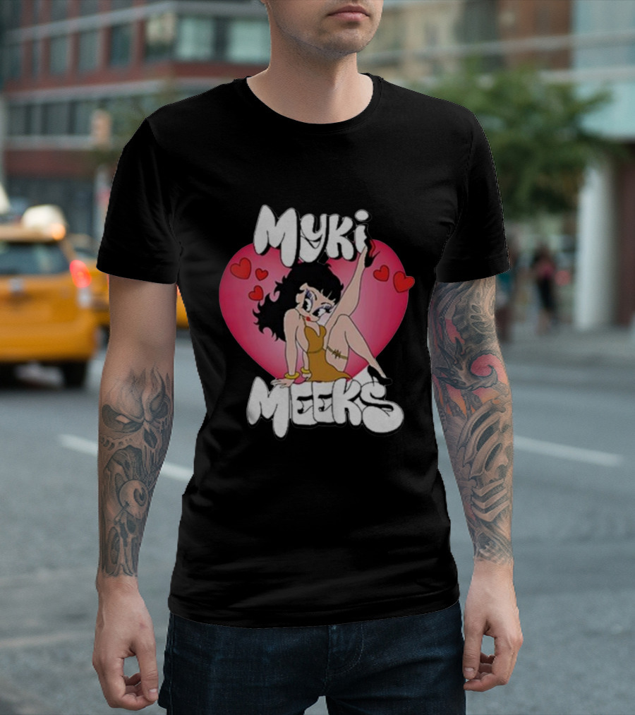 Myki Meeks Heart Cartoon Character with Hearts T-Shirt