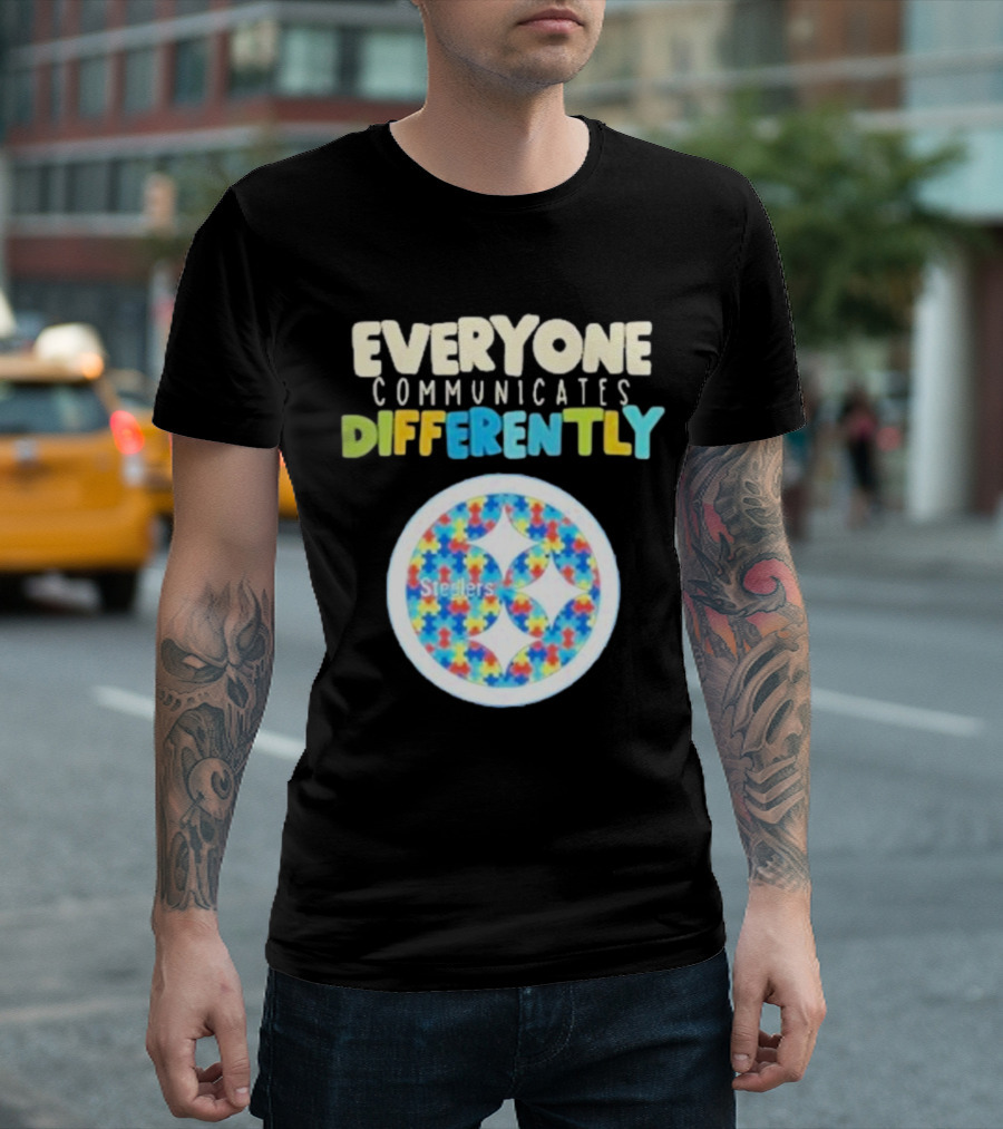 Everyone Communicates Differently Steelers Puzzle T-Shirt