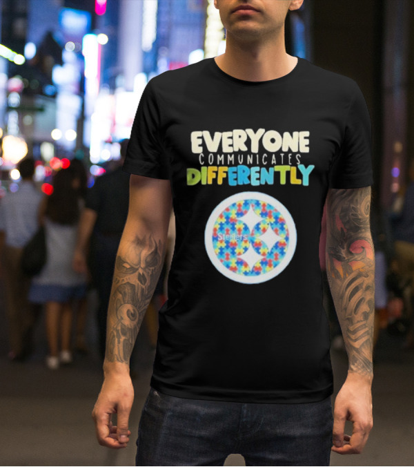 Everyone Communicates Differently Steelers Puzzle T-Shirt
