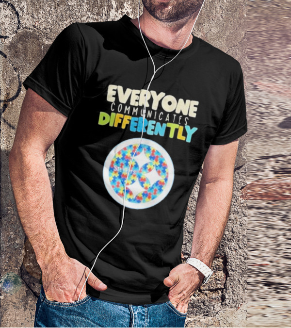 Everyone Communicates Differently Steelers Puzzle T-Shirt