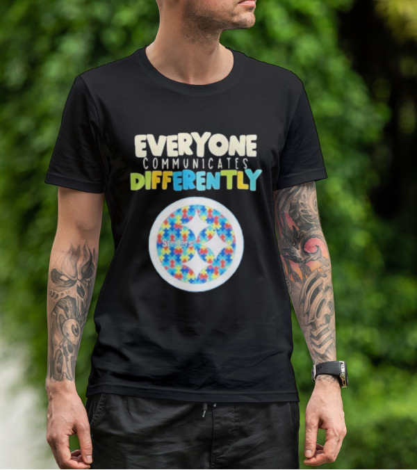 Everyone Communicates Differently Steelers Puzzle T-Shirt