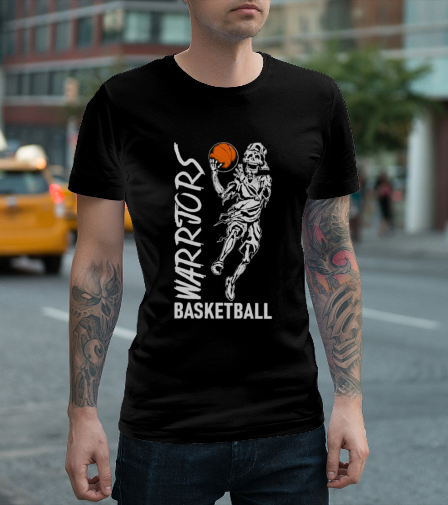 Warriors Skeleton Basketball Player Holding Ball T-Shirt