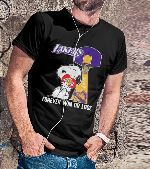Lakers Forever Win Or Lose Snoopy Basketball Heart T-Shirt