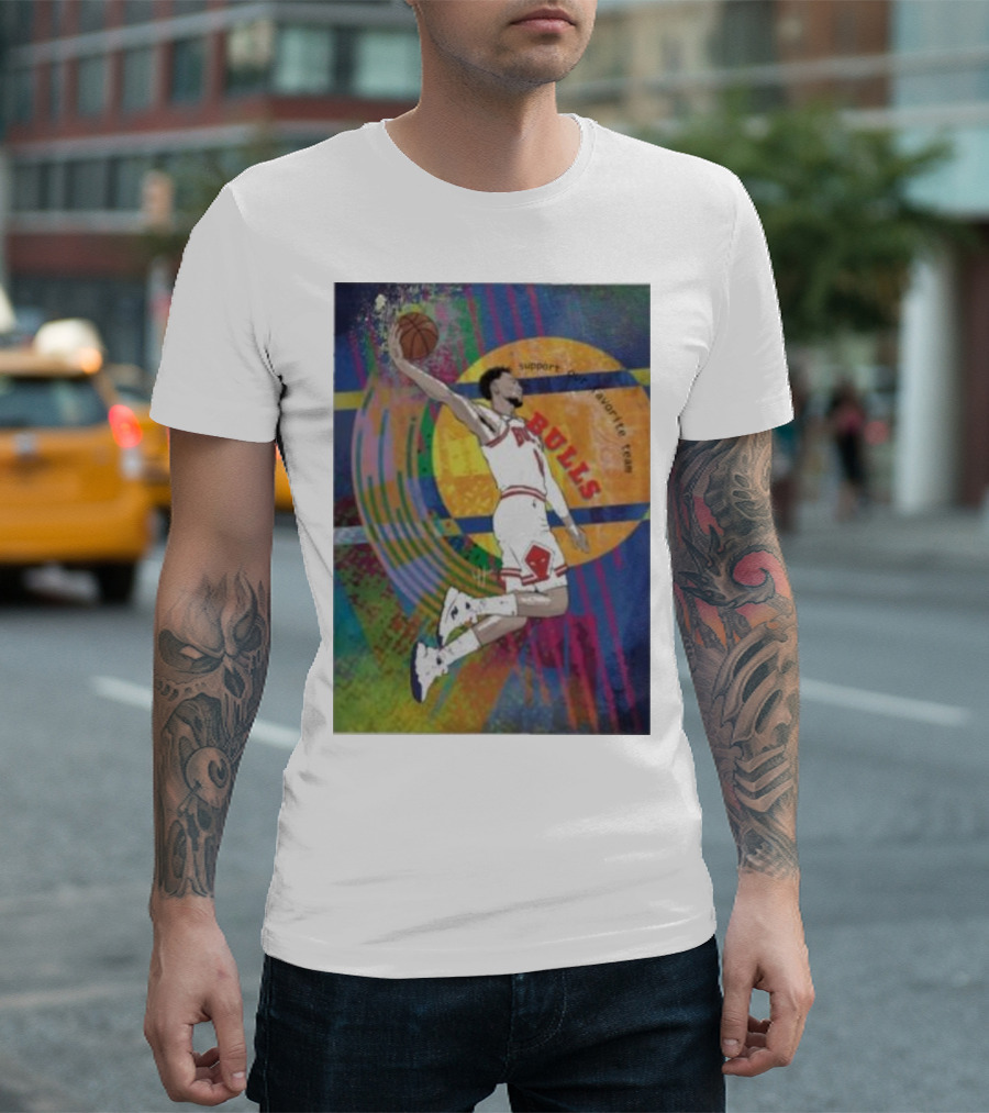 Support Favorite Team Bulls Basketball Player A Special For Chicago Fans Colorful T-Shirt