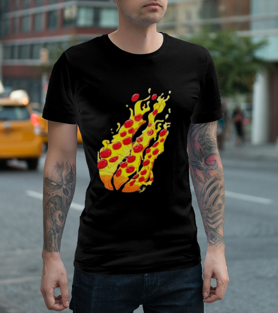 Preston Stylez Fire Pizza Flaming Pepperoni Blaze T-Shirt