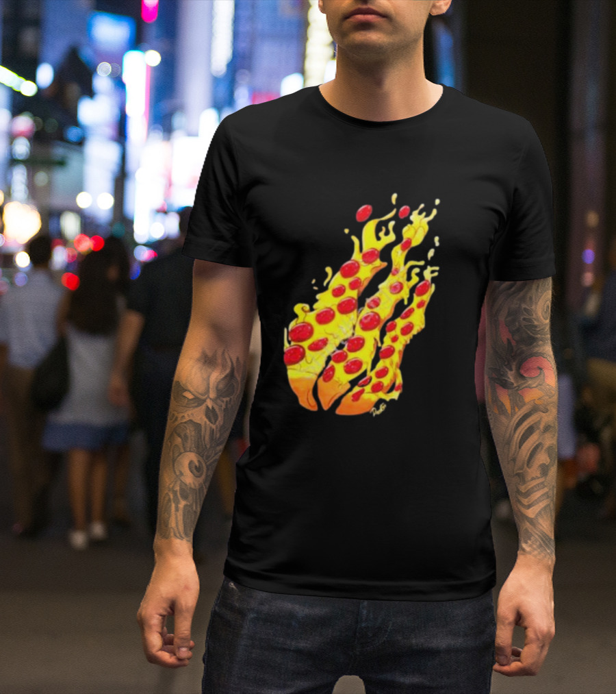 Preston Stylez Fire Pizza Flaming Pepperoni Blaze T-Shirt