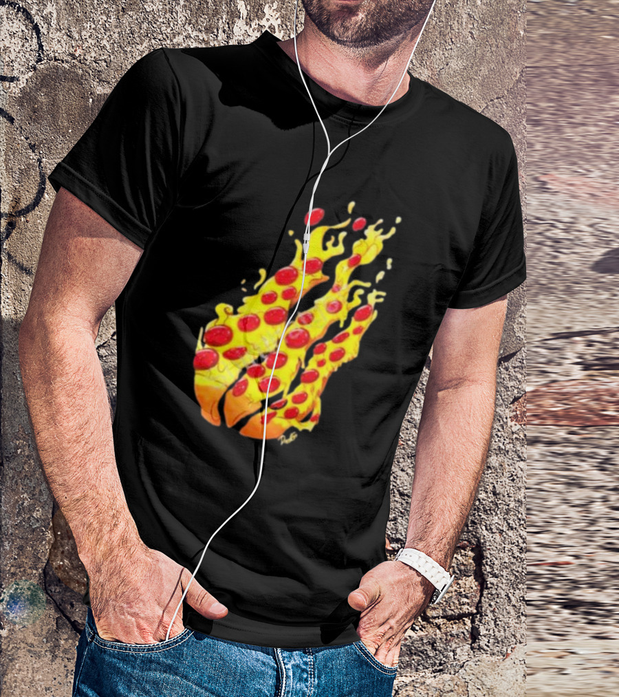 Preston Stylez Fire Pizza Flaming Pepperoni Blaze T-Shirt