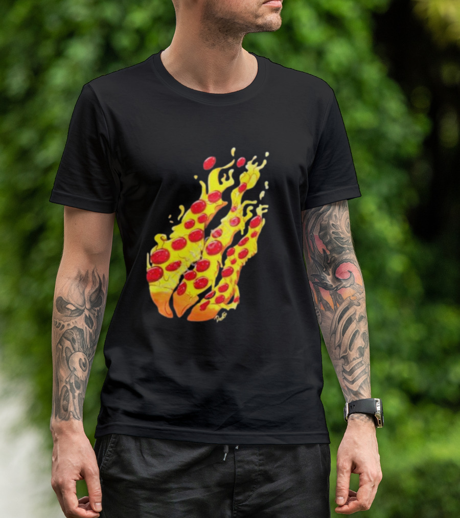 Preston Stylez Fire Pizza Flaming Pepperoni Blaze T-Shirt