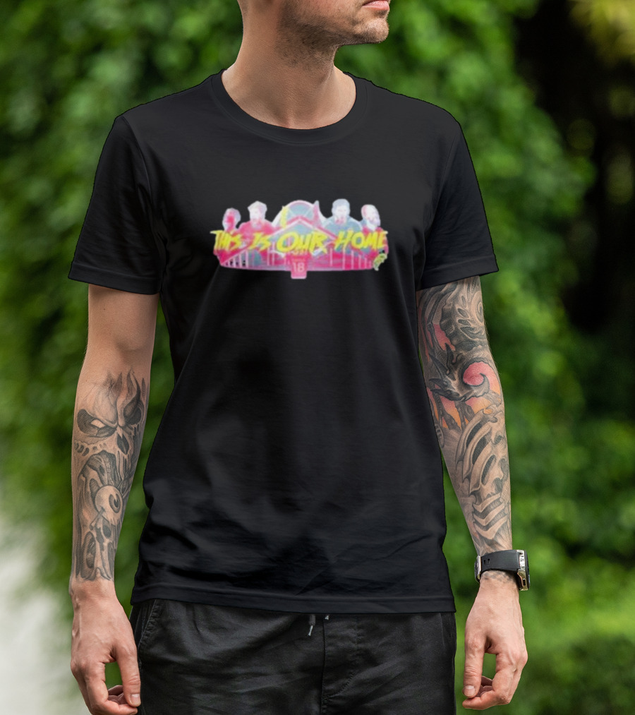 This Is Our Home Baseball Themed Design With Iconic Bridge And Figures T-Shirt