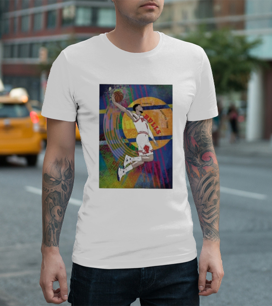Basketball Player A Support Colorful Chicago Bulls Fans T-Shirt