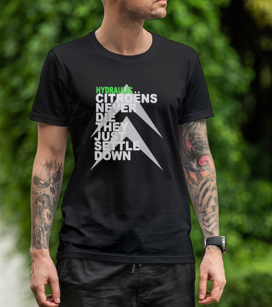 Hydraulic Citroens Never Die They Just Settle Down Chevrons T-Shirt
