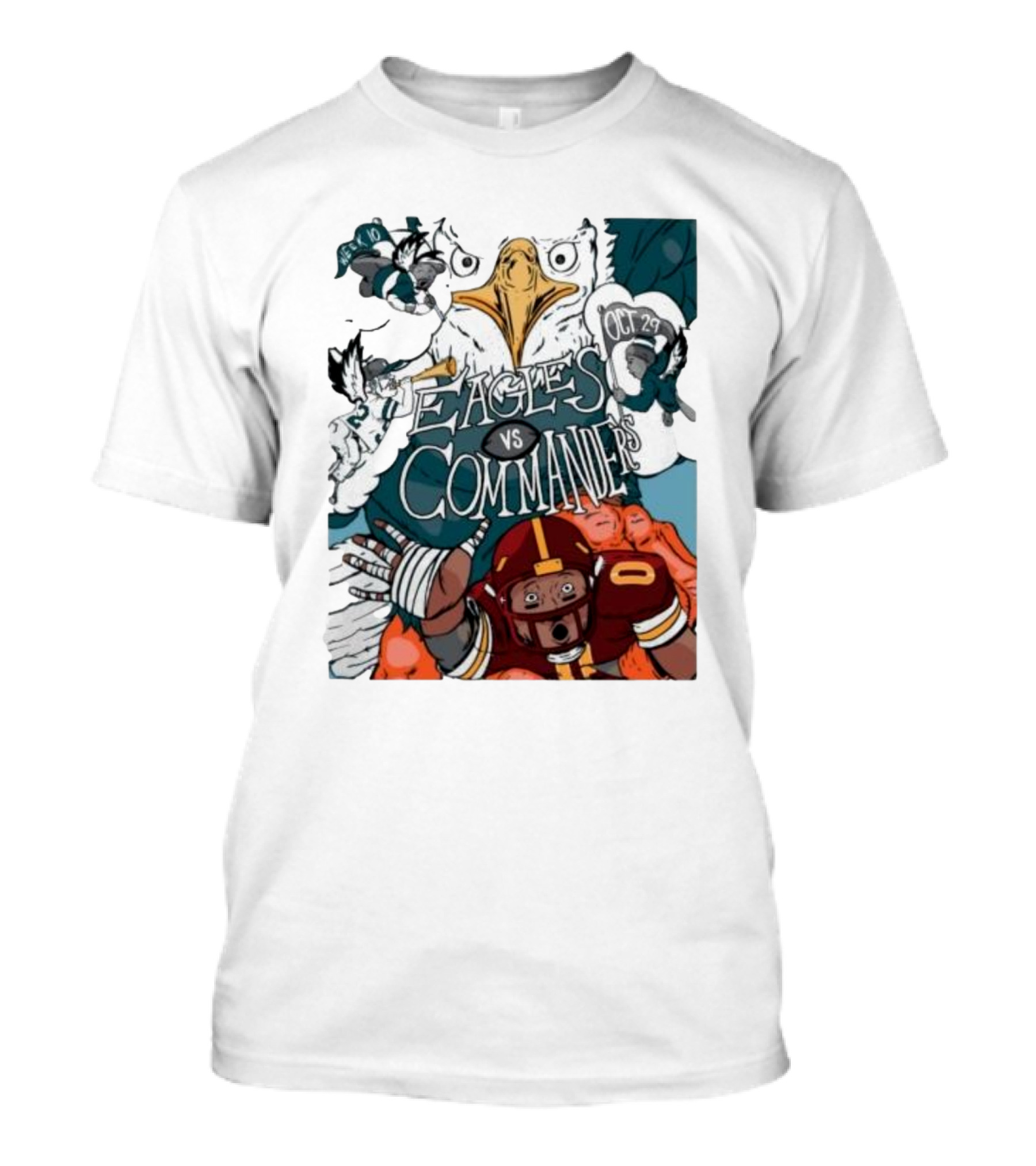 Eagles Vs Commanders Cartoon October 29 Football Showdown T-Shirt